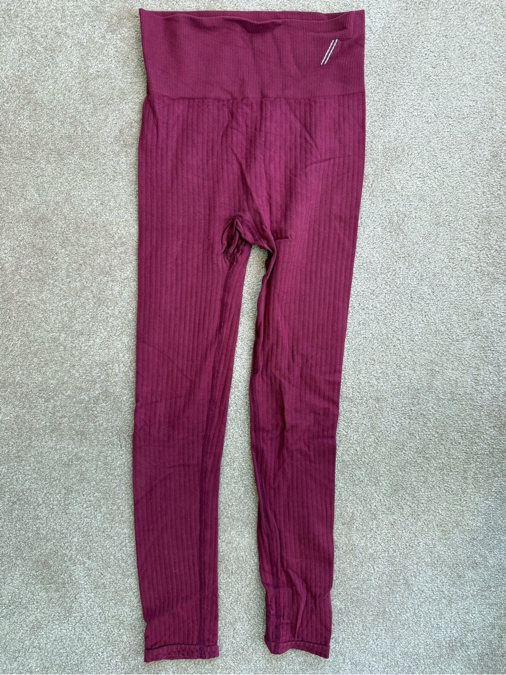 TALA High-Waist Ribbed Leggings in Burgundy
